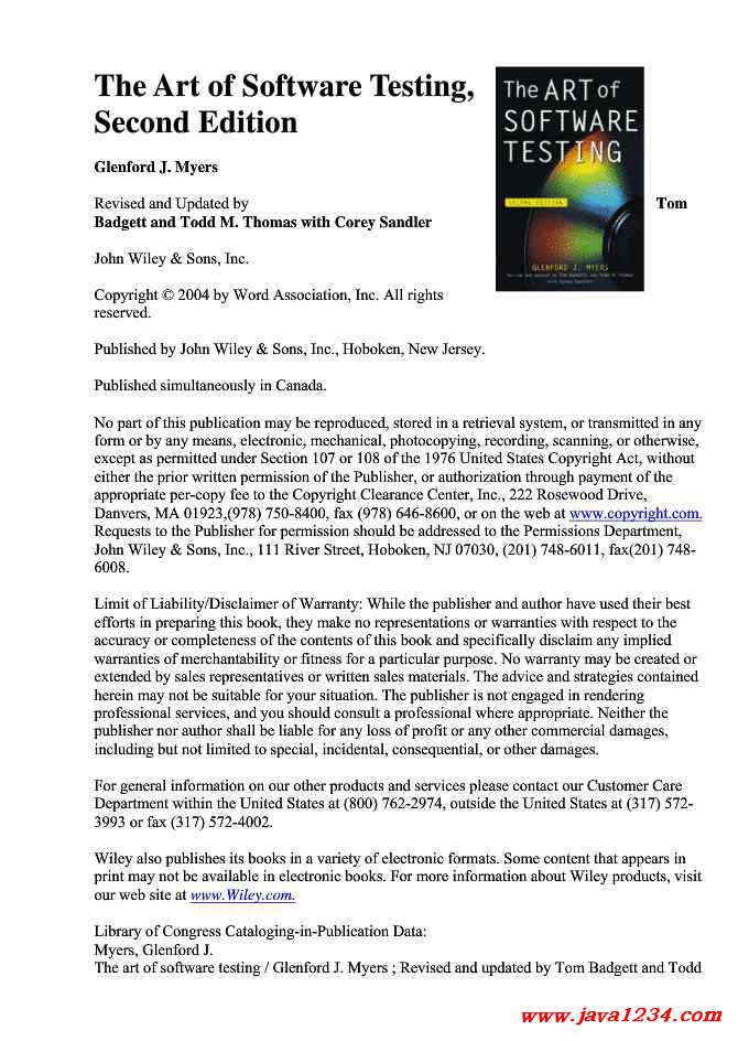 《The Art of Software Testing Second Edition》PDF 下载_Java知识分享网免费Java资源下载