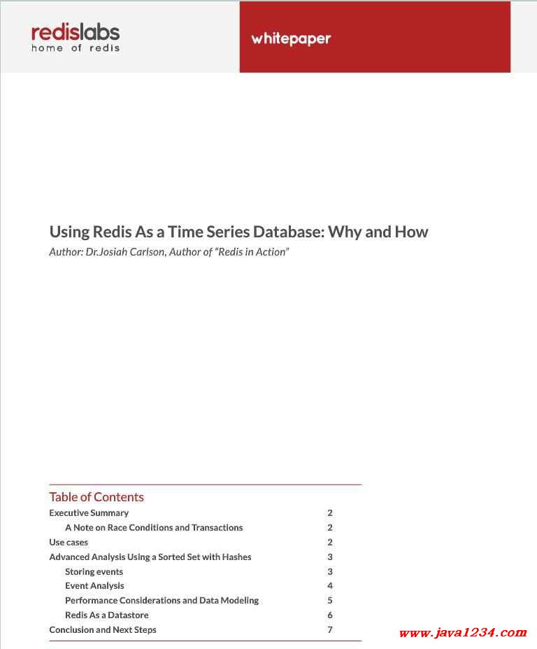 《Using Redis As a Time Series Database Why and How》 PDF 下_Java知识分享网免费