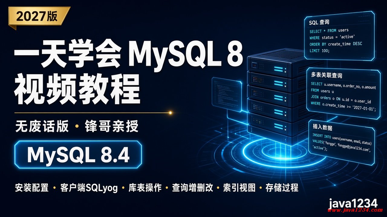 2027版 一天学会Mysql8 视频教程 图1